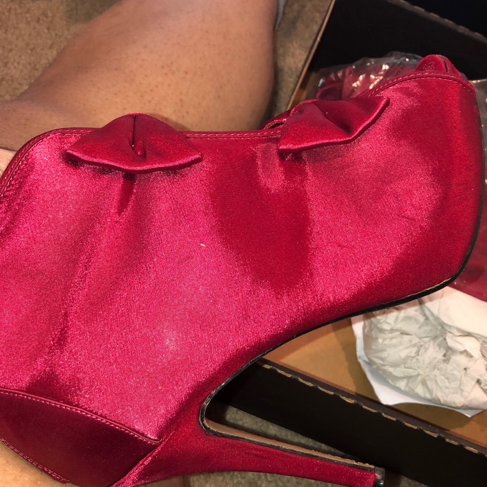 Red Hot Bow Tie Peep Toe Bootie